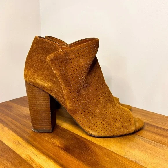 Jessica Simpson perforated suede open toe stacked heel booties - Picture 8 of 8